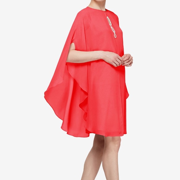 NWT: Cerise Embellished Capelet Dress - Picture 3 of 6